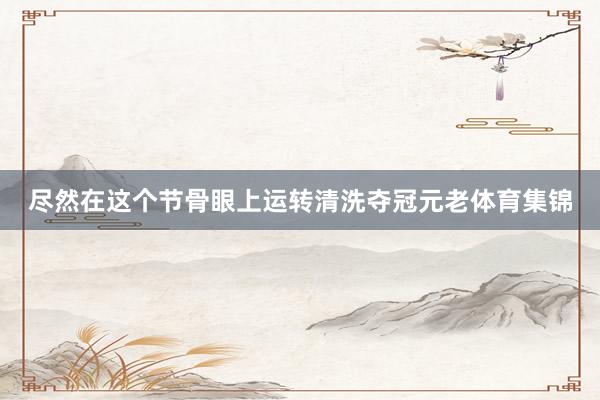 尽然在这个节骨眼上运转清洗夺冠元老体育集锦
