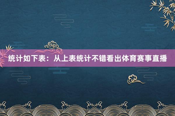 统计如下表：　　从上表统计不错看出体育赛事直播