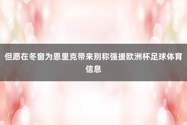 但愿在冬窗为恩里克带来别称强援欧洲杯足球体育信息