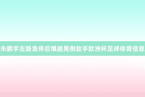 朱鹏宇左路急停后爆趟晃倒敌手欧洲杯足球体育信息