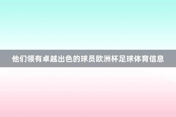他们领有卓越出色的球员欧洲杯足球体育信息
